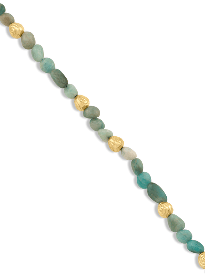 Amazonite Beaded Necklace in Gold