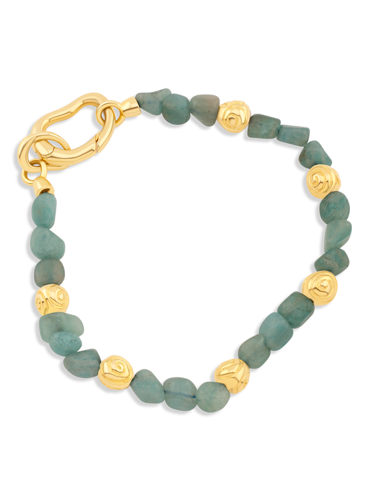 Beaded Amazonite & Gold Bracelet