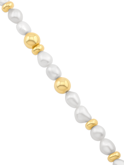 Beaded Pearl & Gold Bracelet