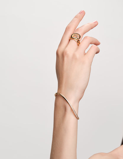 Wave Pavé Cuff Bracelet in Gold