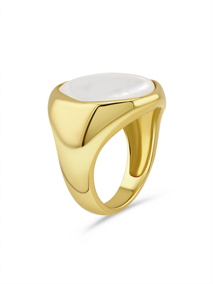 Irregular Mother-of-Pearl Signet Ring in Gold
