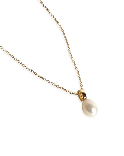 Fine 14K Yellow Gold & Lab-Grown Diamond Freshwater Pearl Pendant Necklace