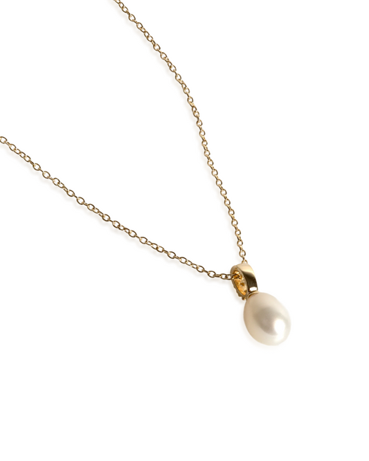 Fine 14K Yellow Gold & Lab-Grown Diamond Freshwater Pearl Pendant Necklace