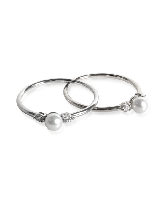 Fine 14K White Gold Freshwater Pearl & Lab-Grown Diamond Ring