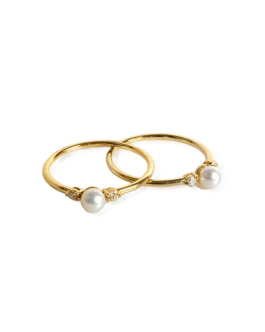 Fine 14K Yellow Gold Freshwater Pearl & Lab-Grown Diamond Ring
