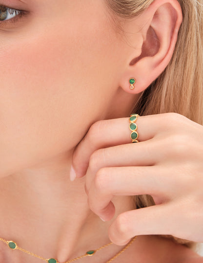Pebble Agate Studs in Gold