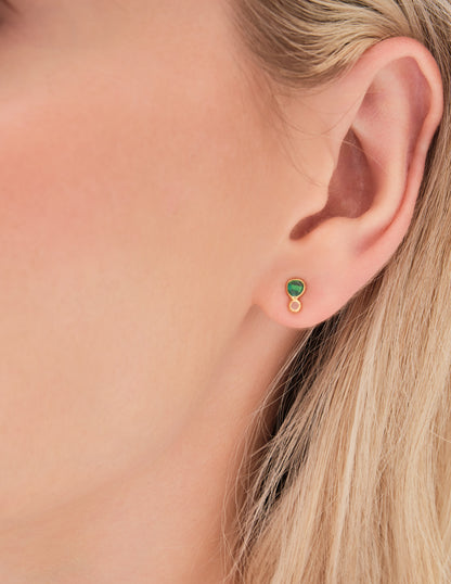 Pebble Agate Studs in Gold
