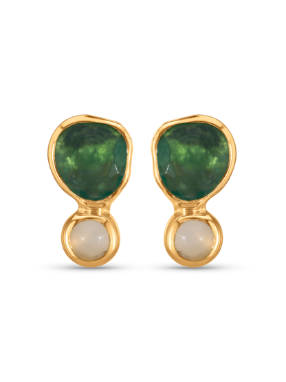 Pebble Agate Studs in Gold