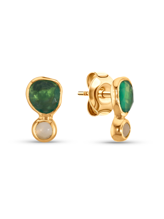 Pebble Agate Studs in Gold