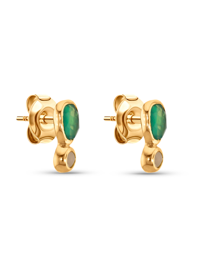 Pebble Agate Studs in Gold