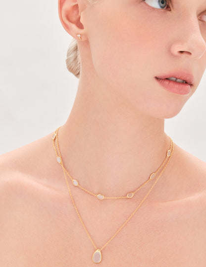 Pebble Moonstone Drop Studs in Gold