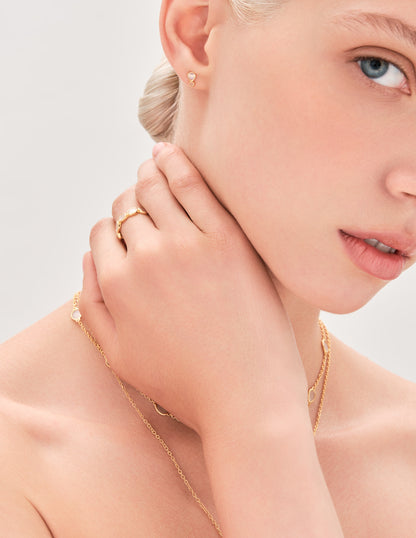 Pebble Moonstone Drop Studs in Gold
