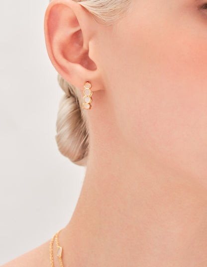 Pebble Moonstone Hoops in Gold