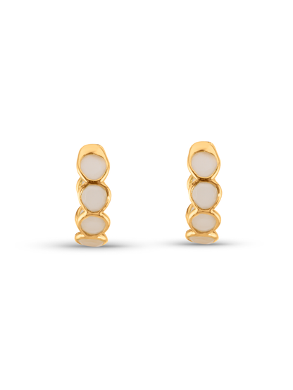 Pebble Moonstone Hoops in Gold