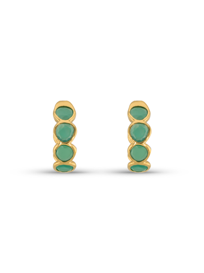 Pebble Green Agate Hoops in Gold