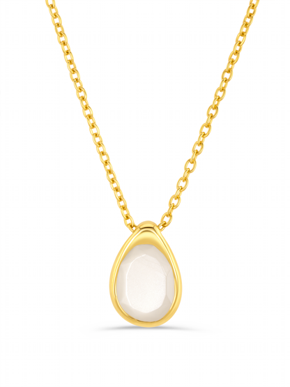 Pebble Moonstone Pendant Necklace in Gold
