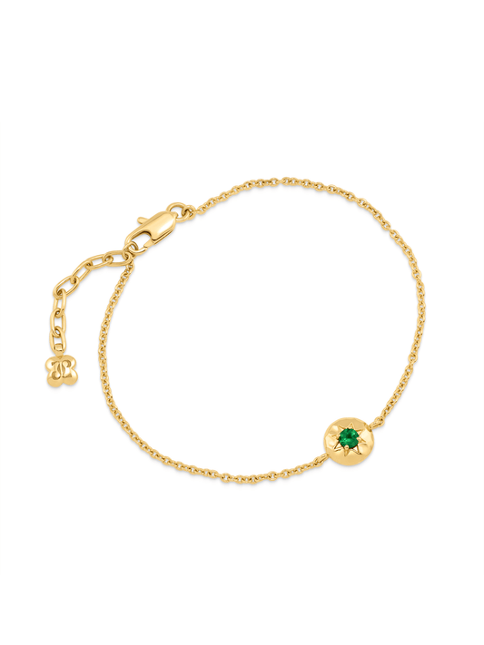 Pebble Green Agate May Birthstone Chain Bracelet in Gold