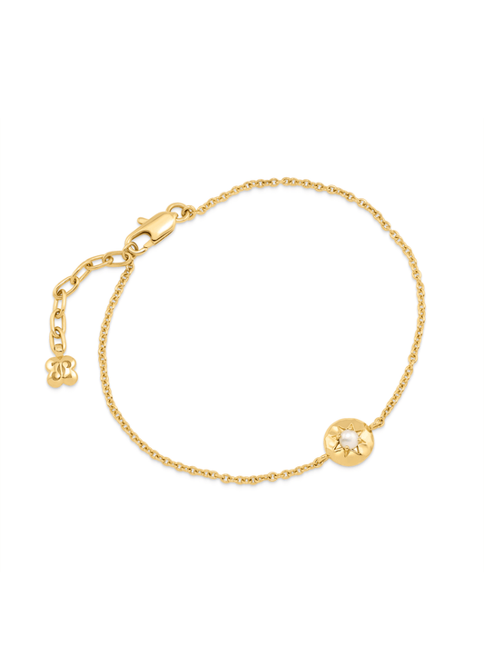 Pebble Mother-of-Pearl June Birthstone Chain Bracelet in Gold