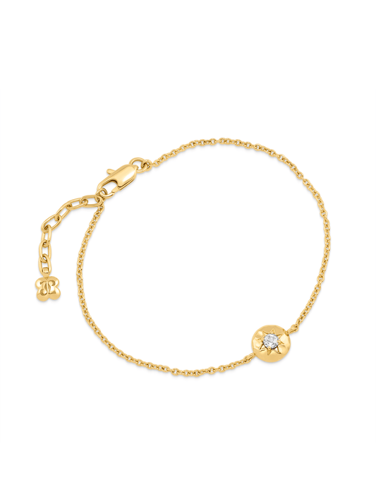 Pebble White Topaz April Birthstone Chain Bracelet in Gold