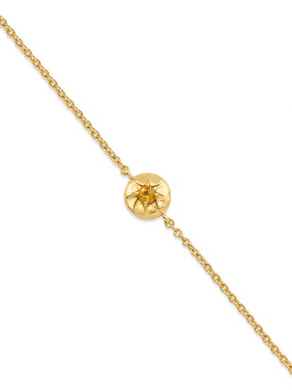 Pebble Citrine November Birthstone Chain Bracelet in Gold