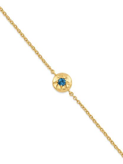 Pebble Blue Topaz December Birthstone Chain Bracelet in Gold