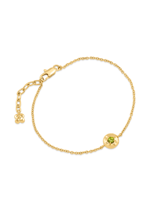 Pebble Peridot August Birthstone Chain Bracelet in Gold