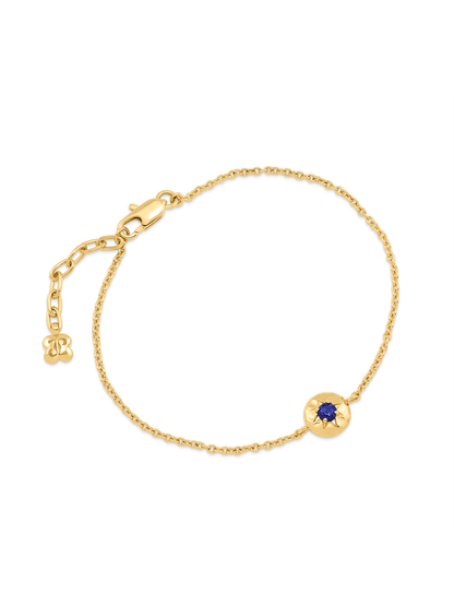 Pebble Lapis September Birthstone Chain Bracelet in Gold