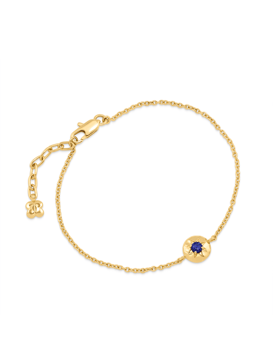 Pebble Lapis September Birthstone Chain Bracelet in Gold