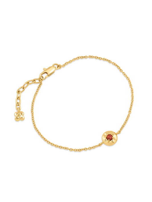 Pebble Red Agate January Birthstone Chain Bracelet in Gold