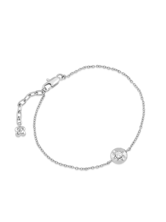 Pebble White Topaz April Birthstone Chain Bracelet in Silver