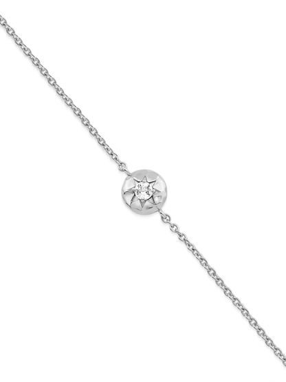 Pebble White Topaz April Birthstone Chain Bracelet in Silver