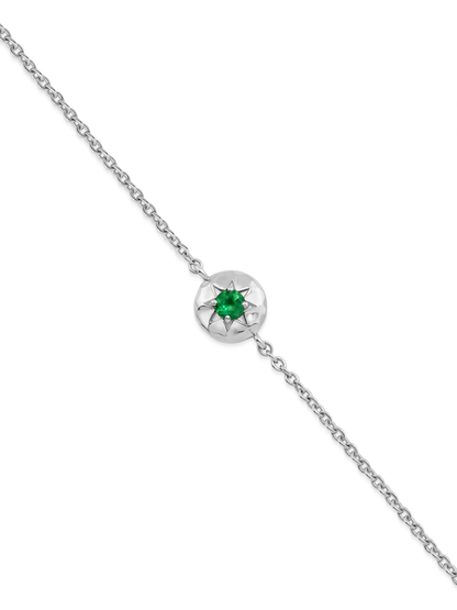 Pebble Green Agate May Birthstone Chain Bracelet in Silver