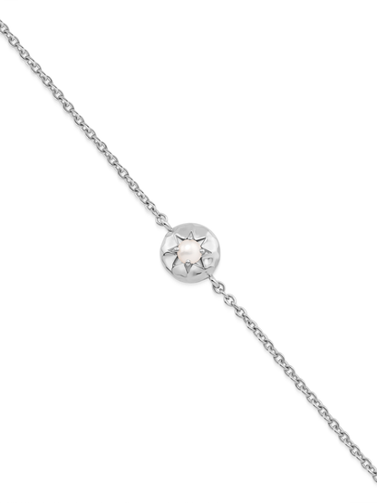 Pebble Mother-of-Pearl June Birthstone Chain Bracelet in Silver