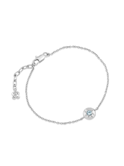 Pebble Aquamarine March Birthstone Chain Bracelet in Silver