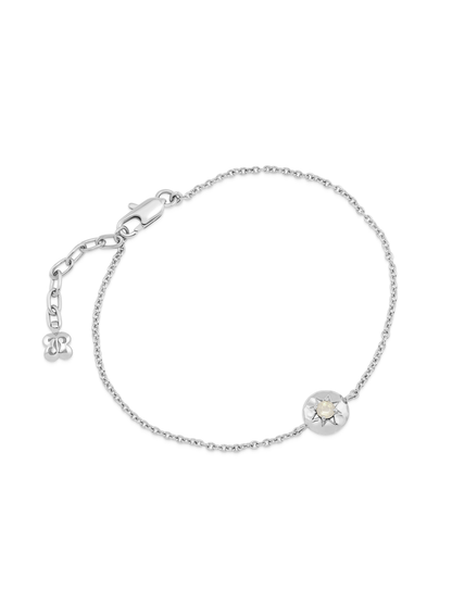 Pebble Opal October Birthstone Chain Bracelet in Silver