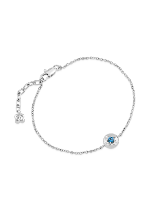 Pebble Blue Topaz December Birthstone Chain Bracelet in Silver