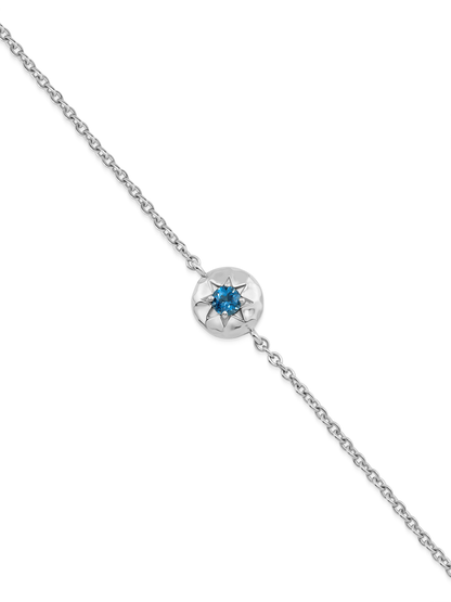 Pebble Blue Topaz December Birthstone Chain Bracelet in Silver