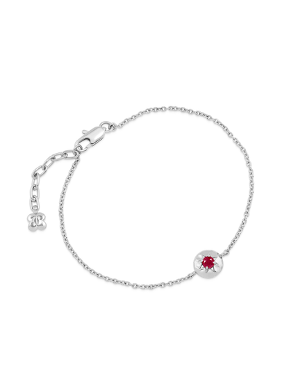 Pebble Ruby July Birthstone Chain Bracelet in Silver