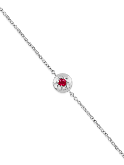 Pebble Ruby July Birthstone Chain Bracelet in Silver