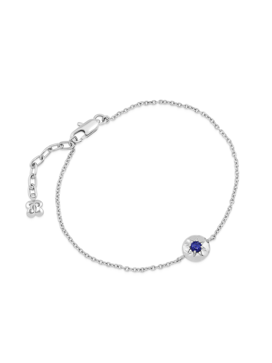 Pebble Lapis September Birthstone Chain Bracelet in Silver