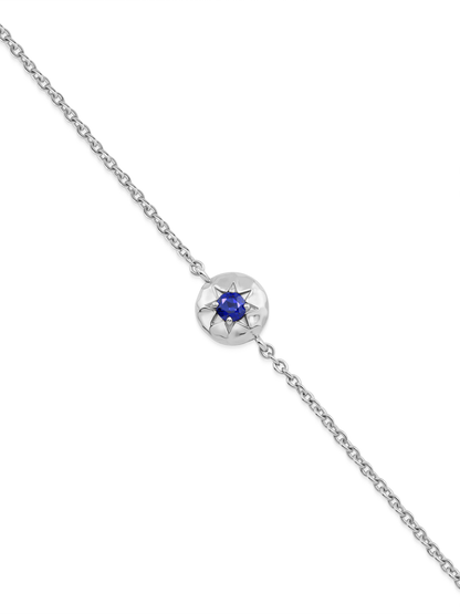 Pebble Lapis September Birthstone Chain Bracelet in Silver