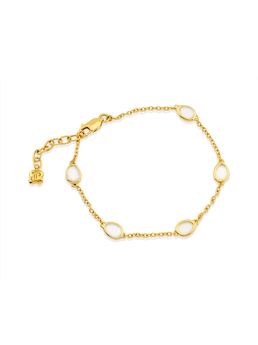 Pebble Moonstone Chain Bracelet in Gold