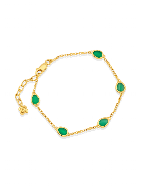 Pebble Agate Station Bracelet in Gold