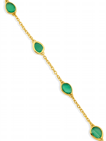 Pebble Agate Station Bracelet in Gold
