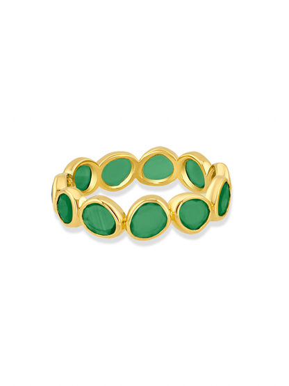 Pebble Green Agate Ring in Gold