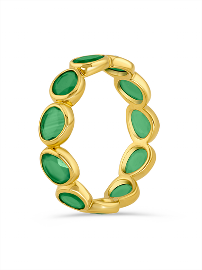 Pebble Green Agate Ring in Gold