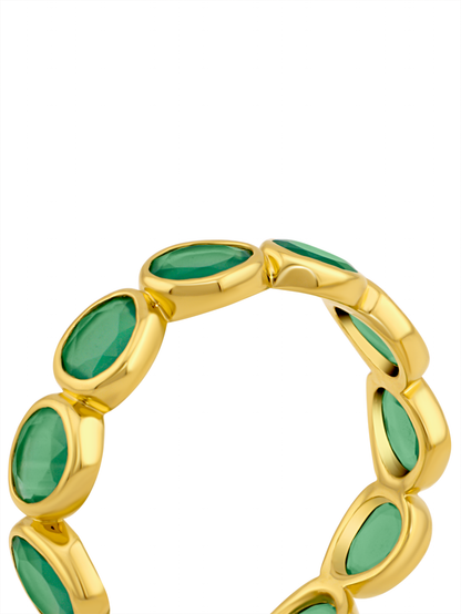 Pebble Green Agate Ring in Gold
