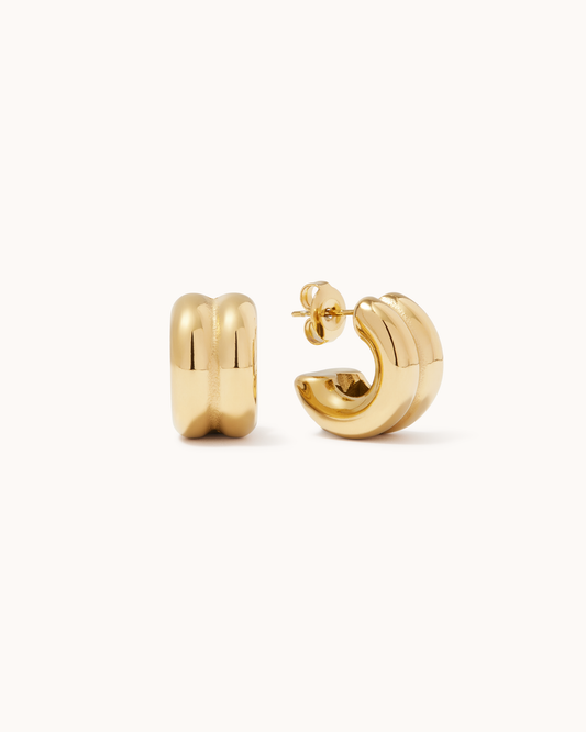 Small Layered Stud Hoops in Gold