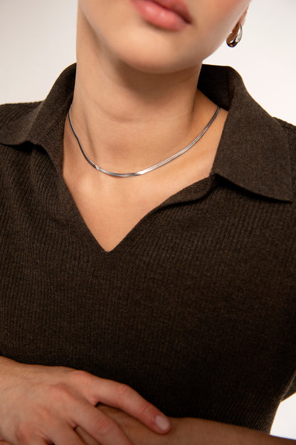 Snake Chain Necklace in Silver