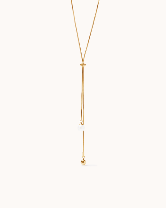 Pearl & Ball Lariat Necklace